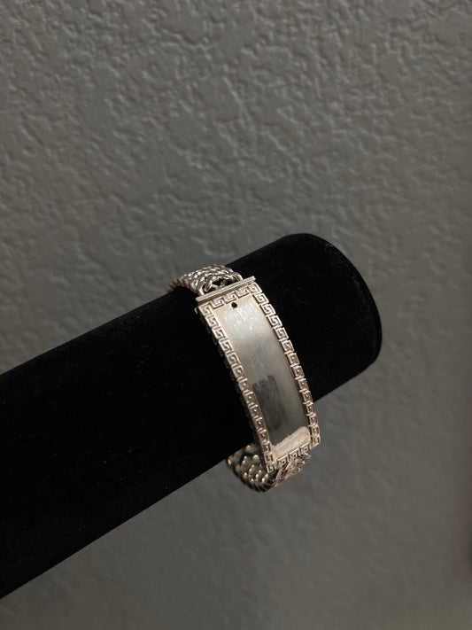 Versace style real silver ID bracelet