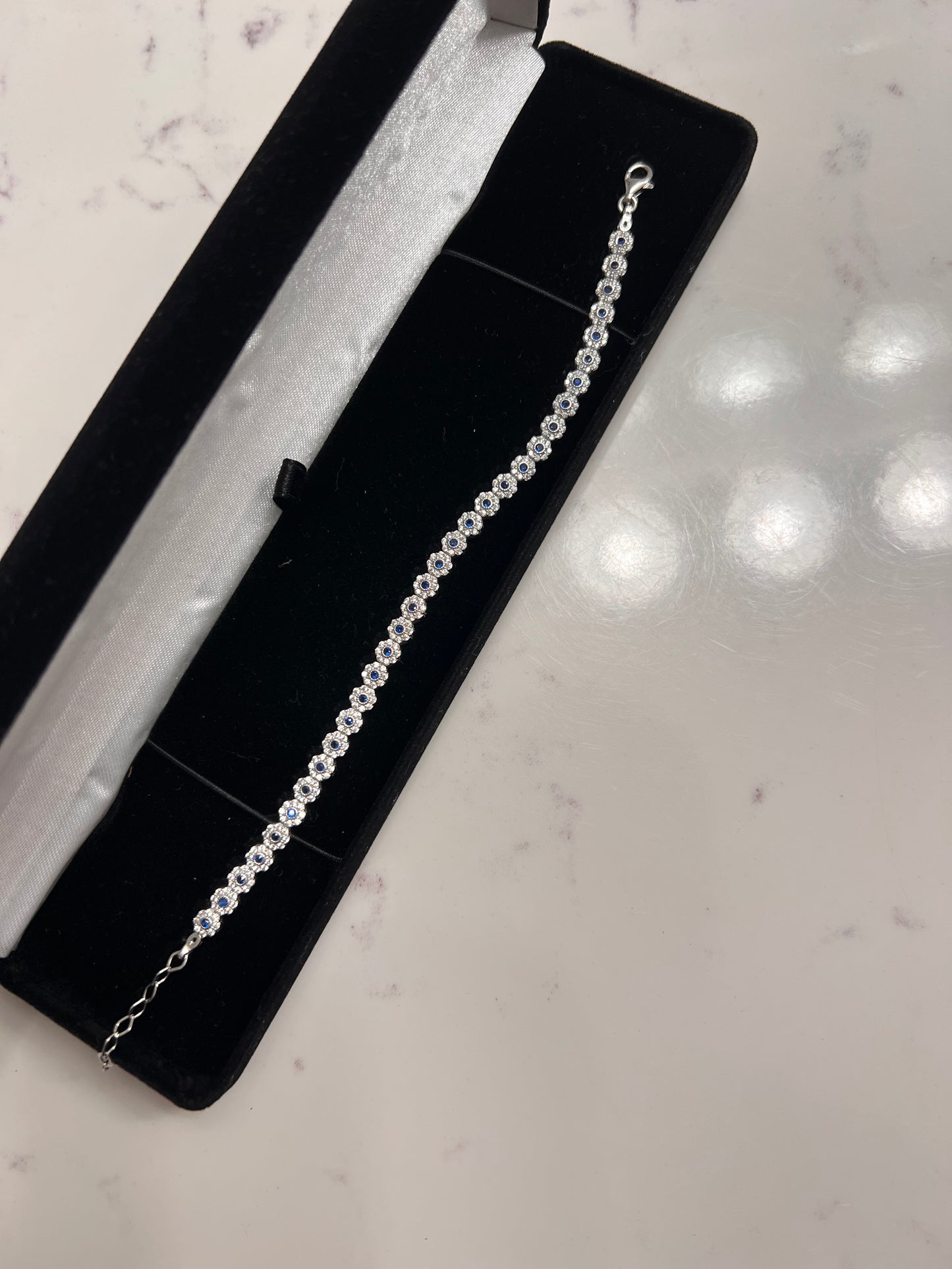 Blue iced real silver bracelet