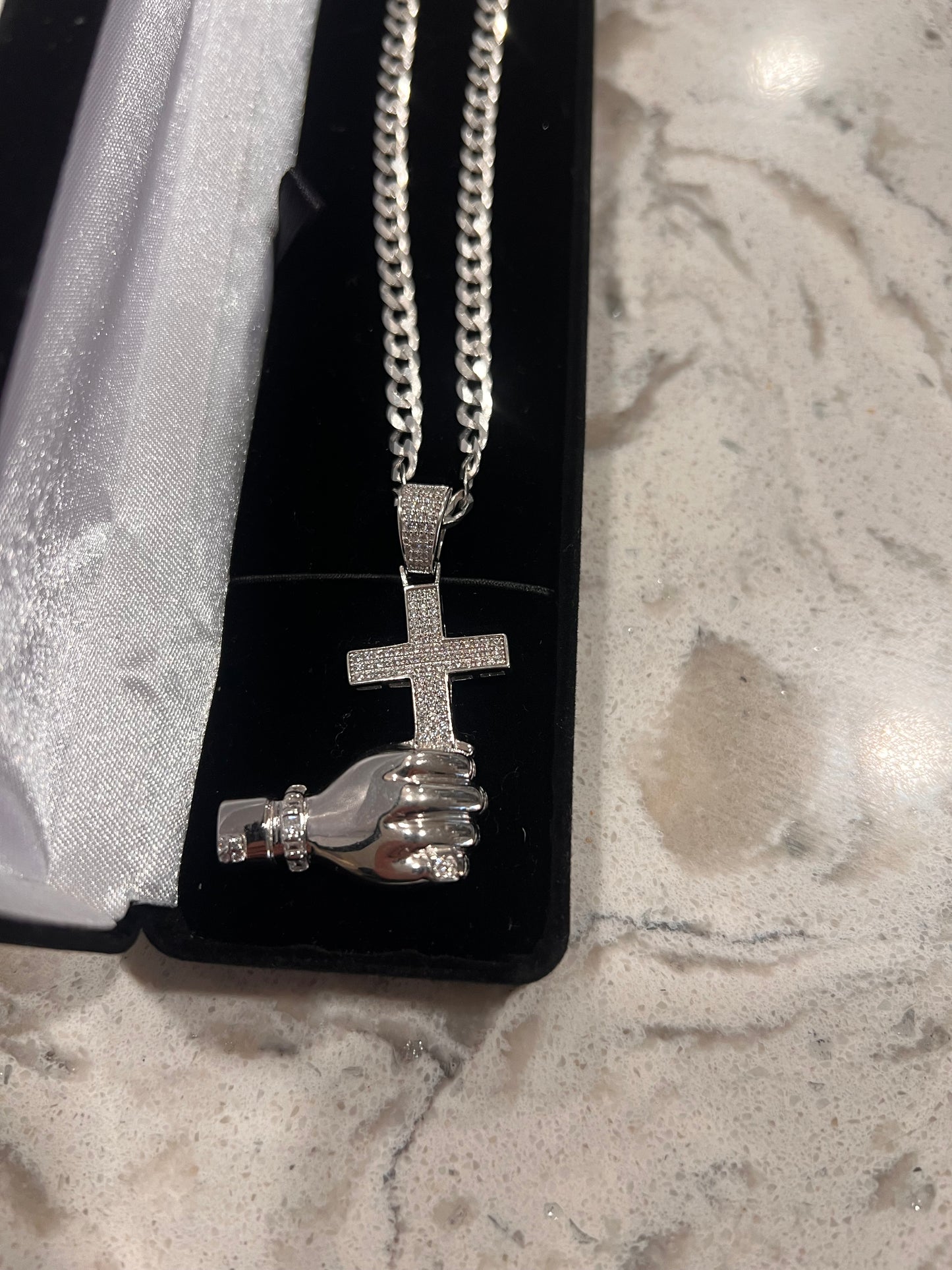 Real silver hand cross set