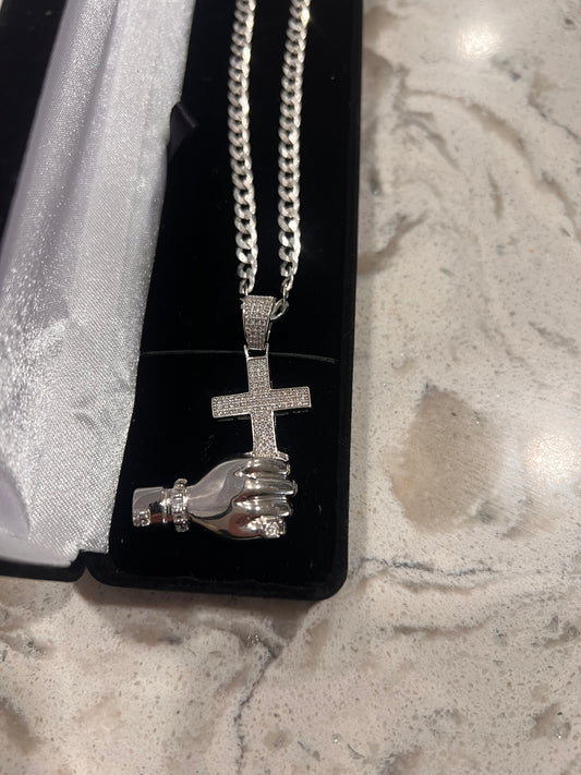 Real silver hand cross set