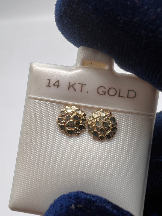 Small nugget earrings 14k real gold