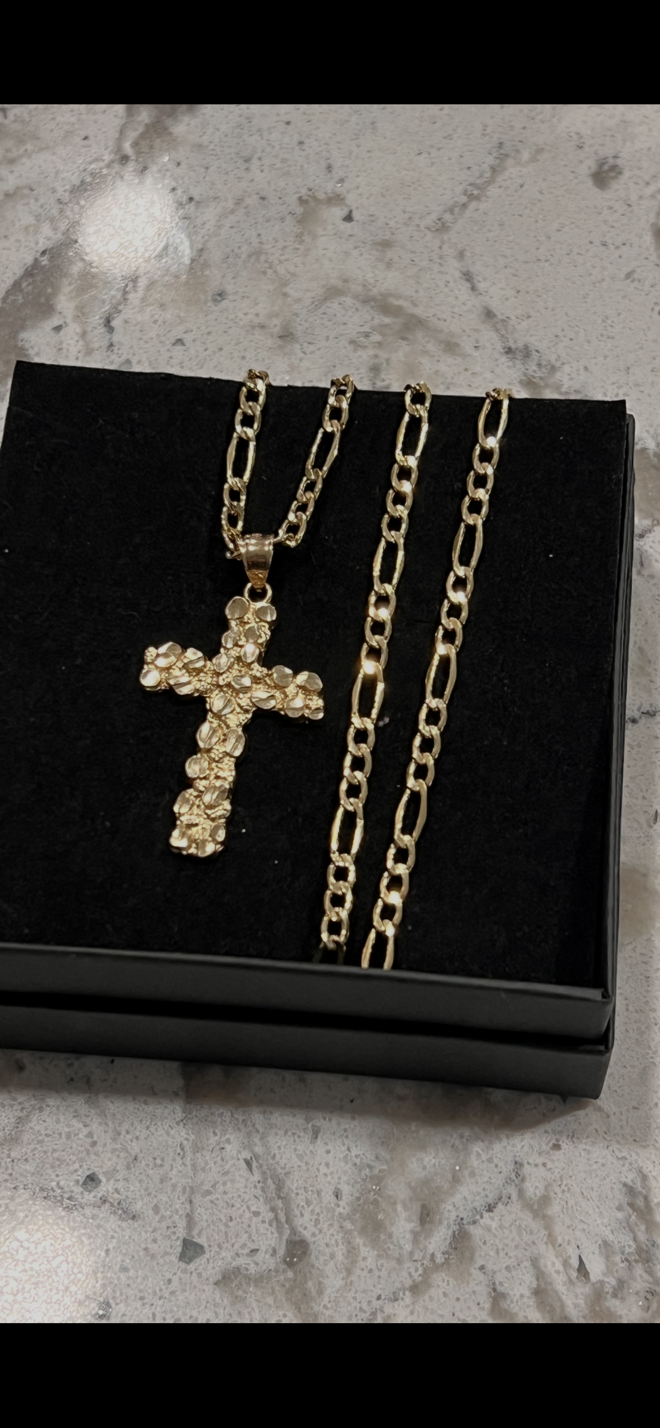 14k gold nugget cross sets