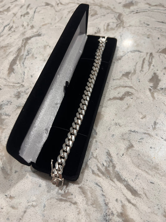 Real silver solid Miami cuban link