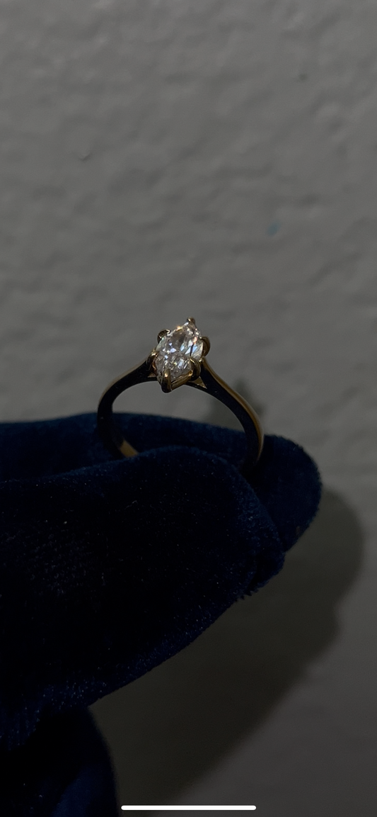 14k real gold marquise promise ring