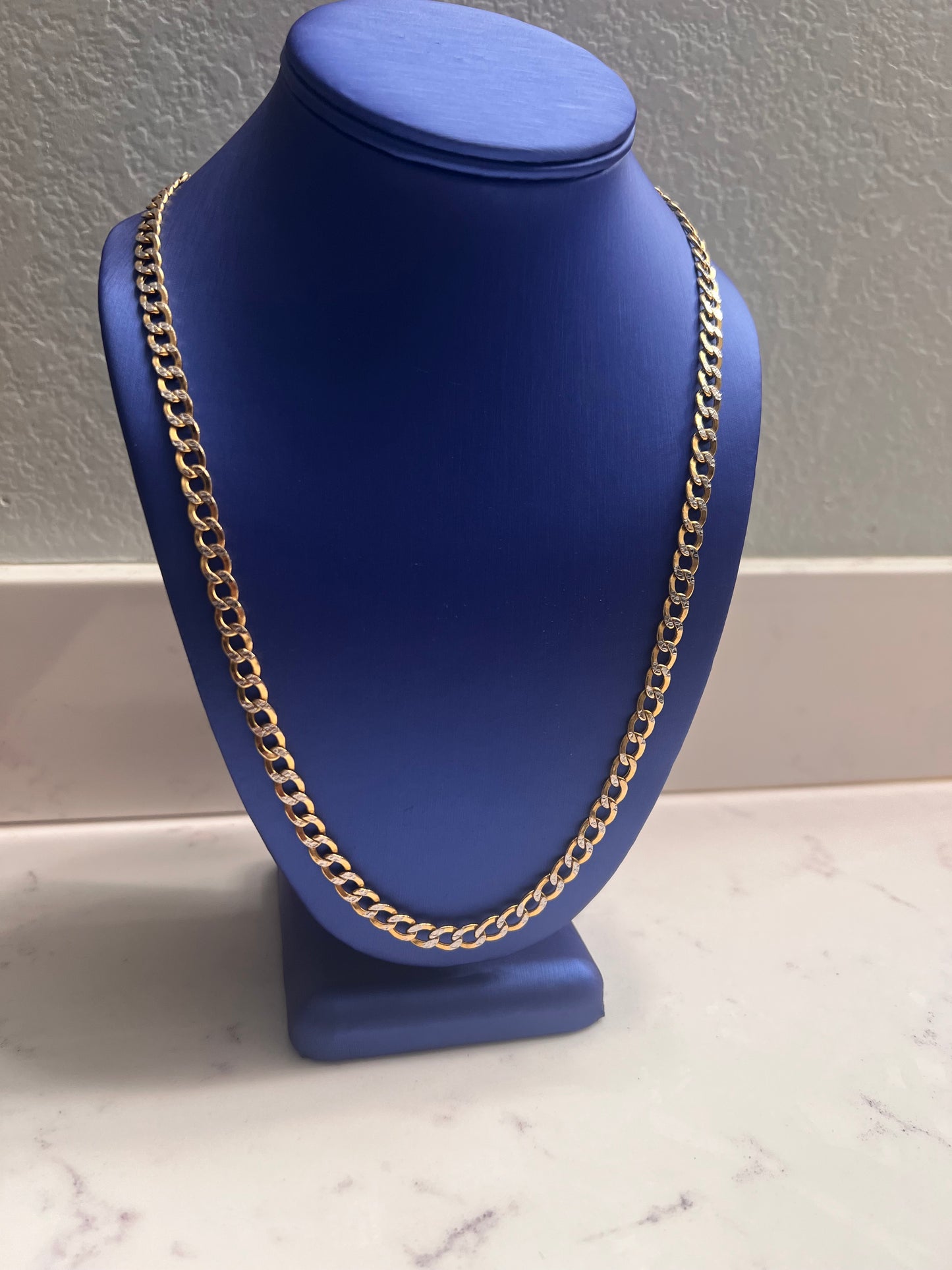 14k gold diamond cut cuban chain 5mm
