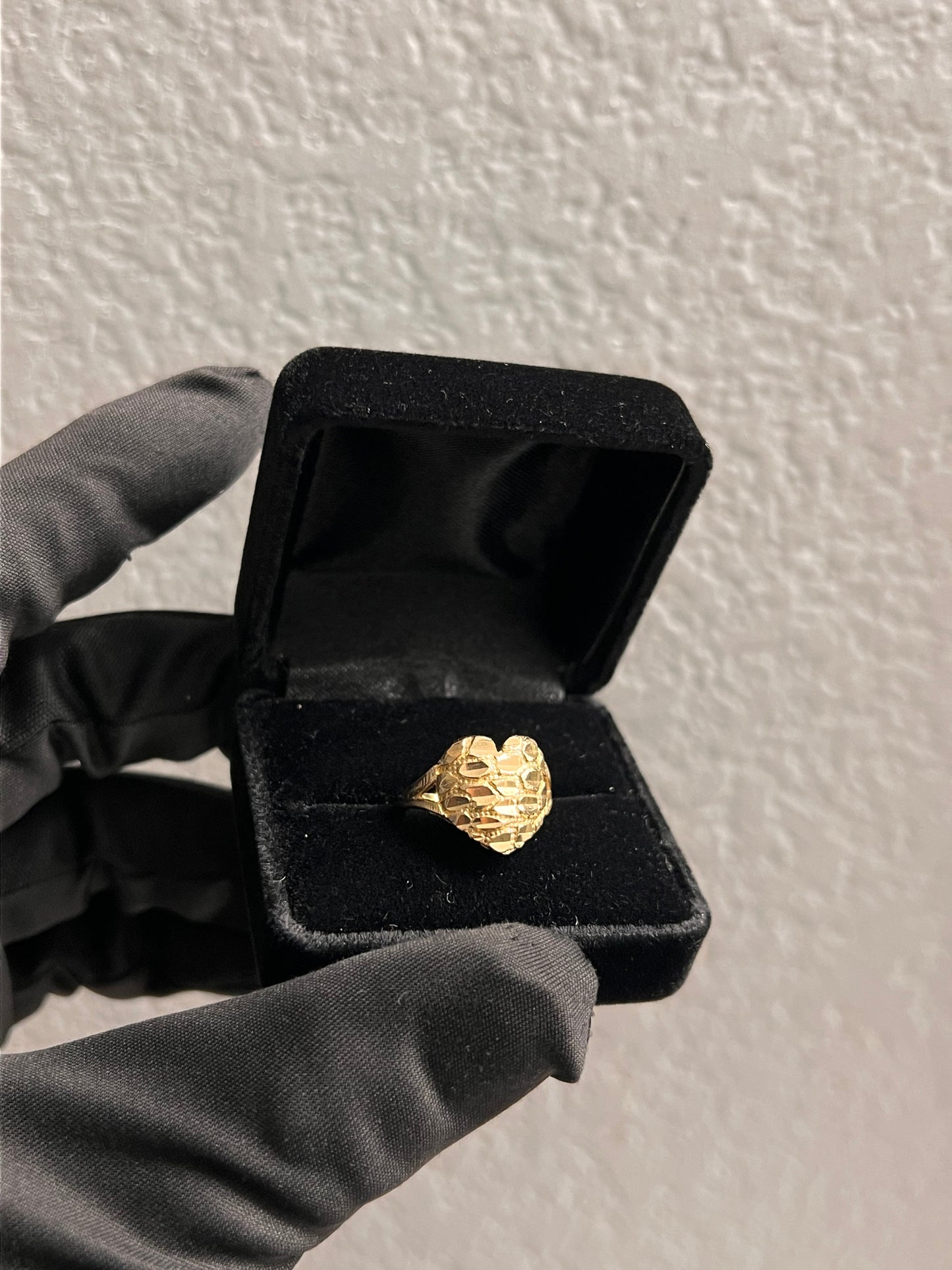 Large heart nugget ring 14k gold