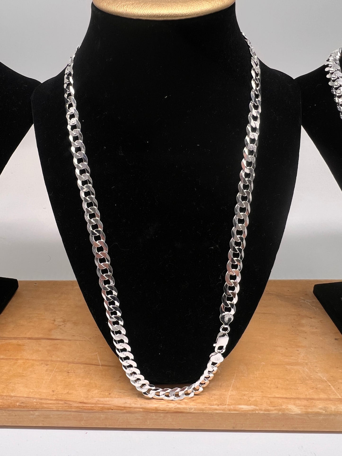 7mm cuban chain real silver