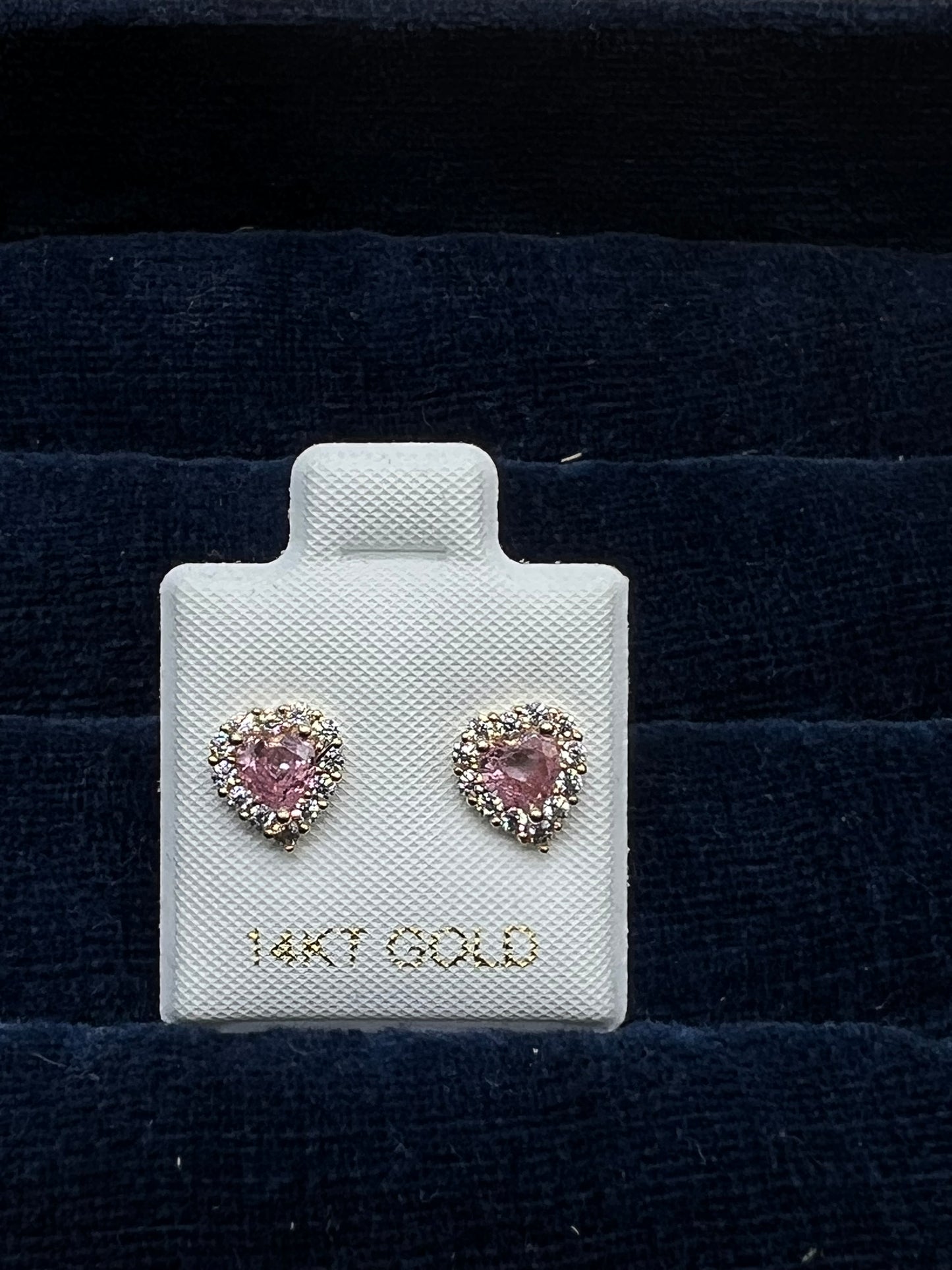 Pink heart 14k Gold Earrings