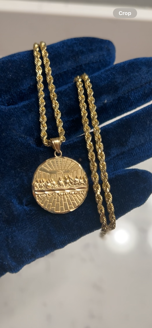 14k real gold last supper chainset