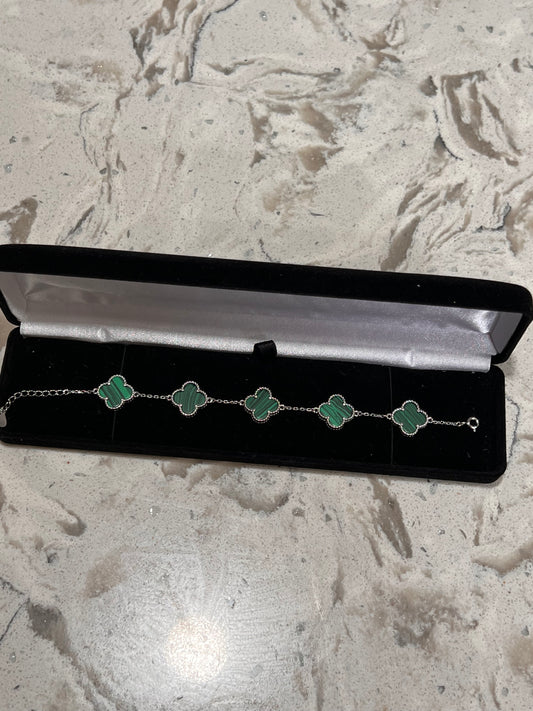 Large green van Cleef real silver bracelet