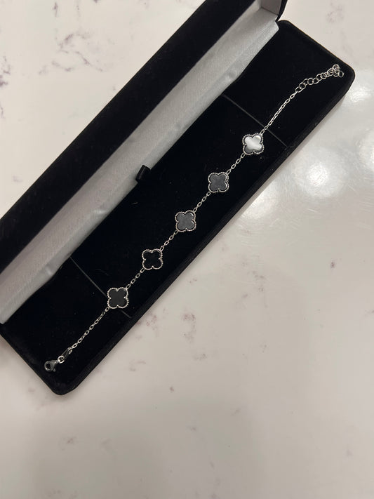 Clover bracelet black edition real silver