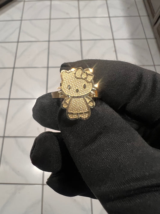 14k real gold hello kitty ring