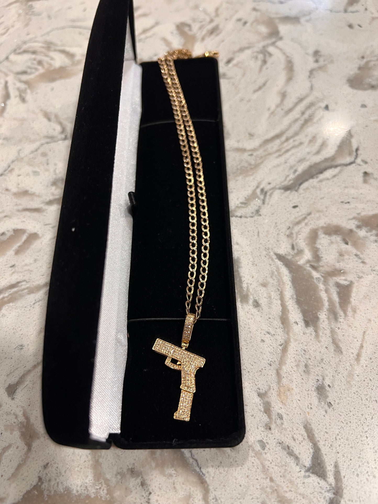 10k real gold diamond gun set