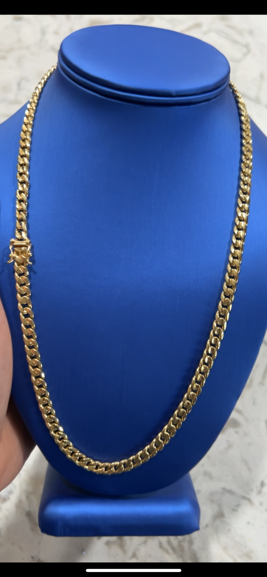 14k real gold cuban link chain 22inch 4mm hallow