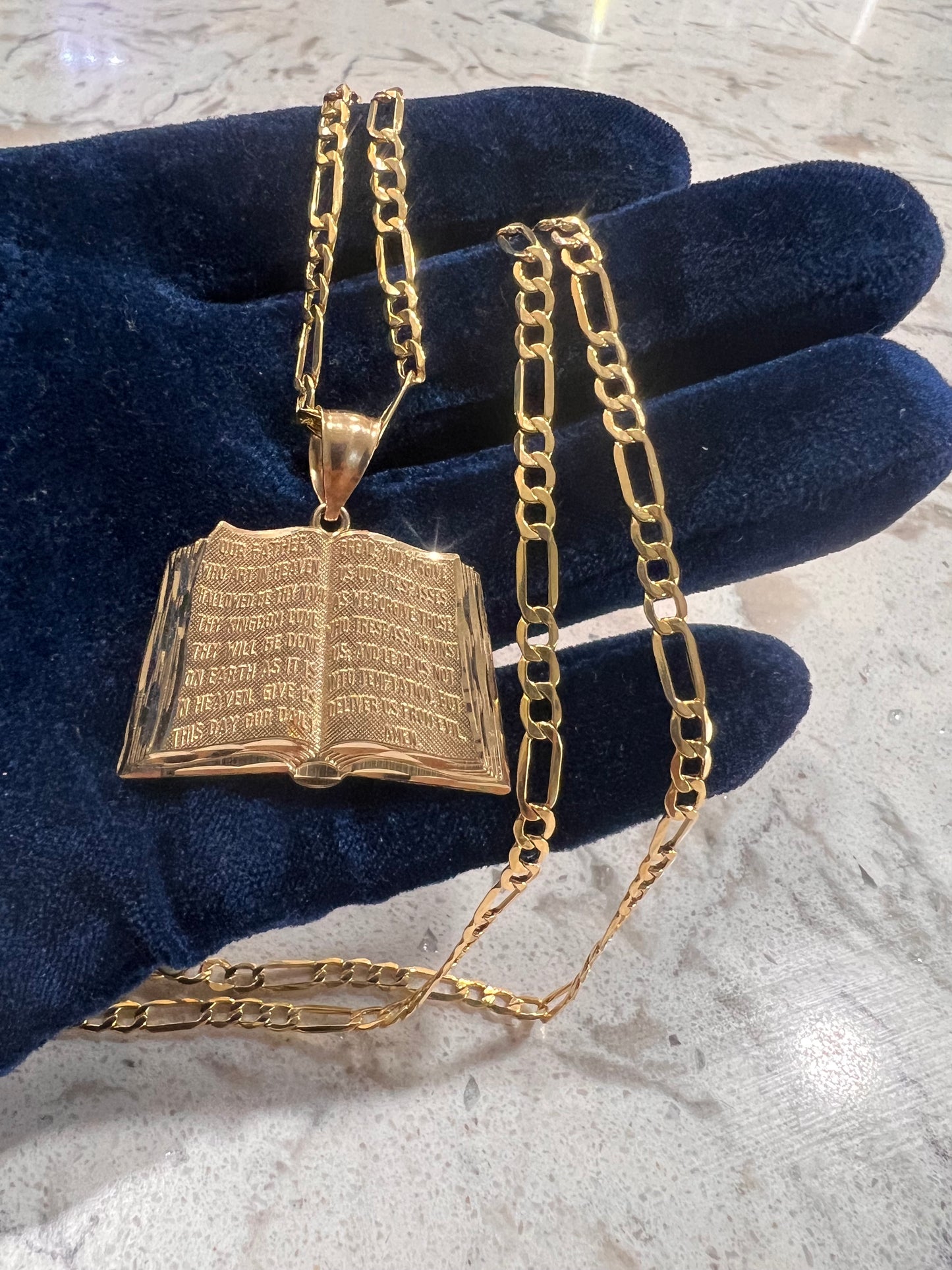 14k real gold holy bible w our father chainset