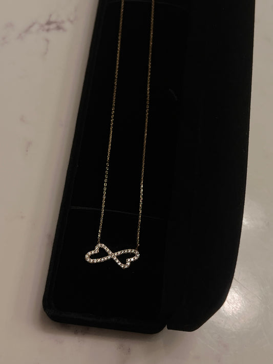 14k real gold infinity heart necklace