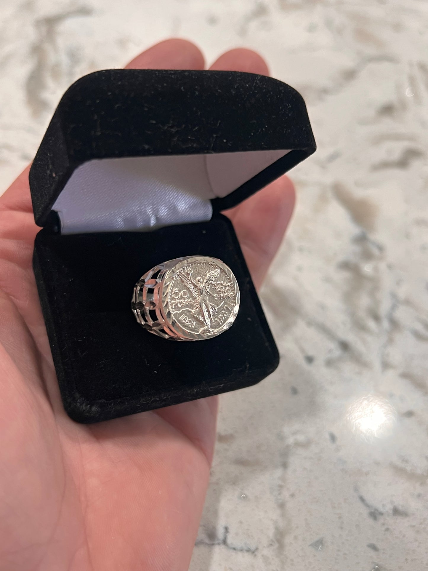 Real silver centenario ring