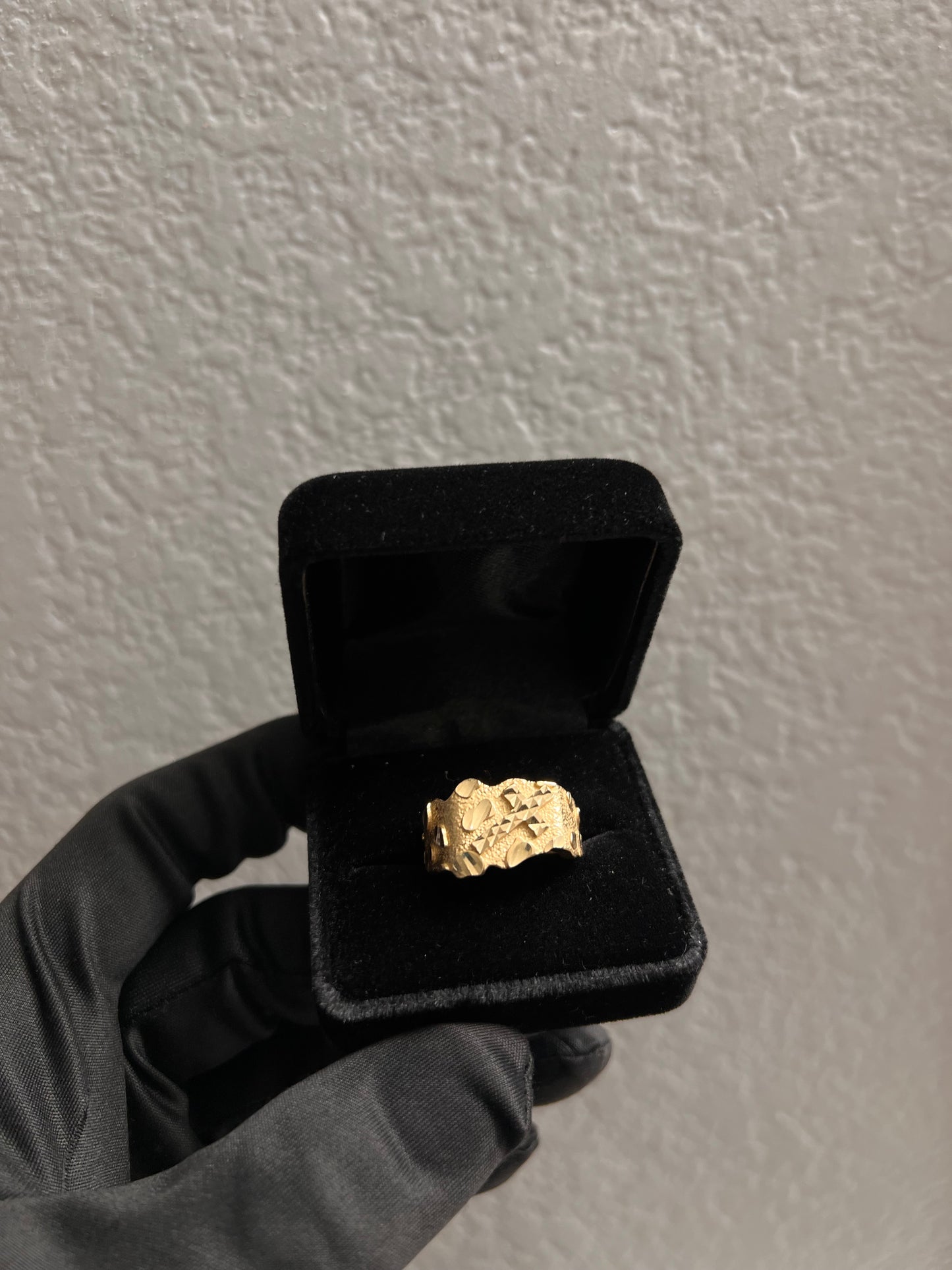 Cross nugget ring 14k real gold