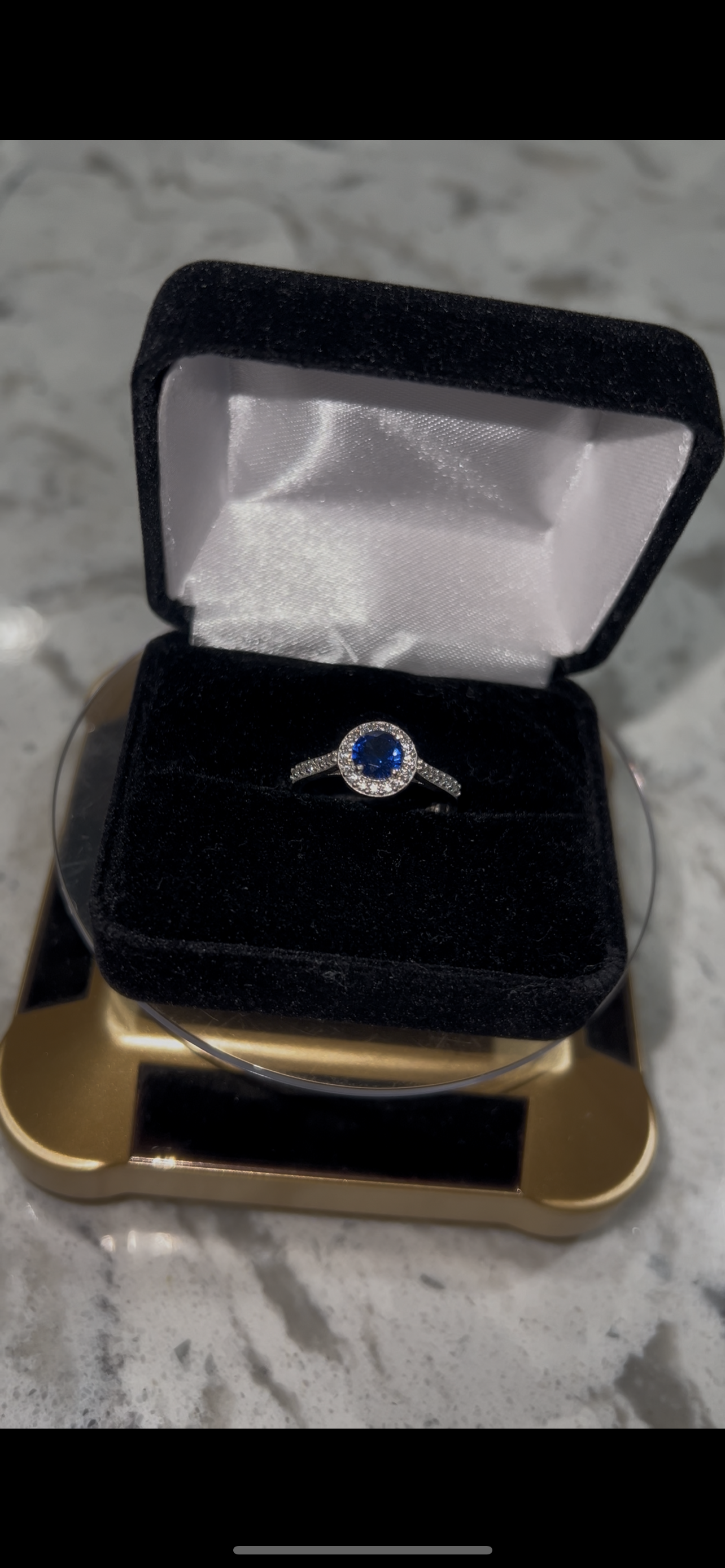 Real silver blue sapphire ring