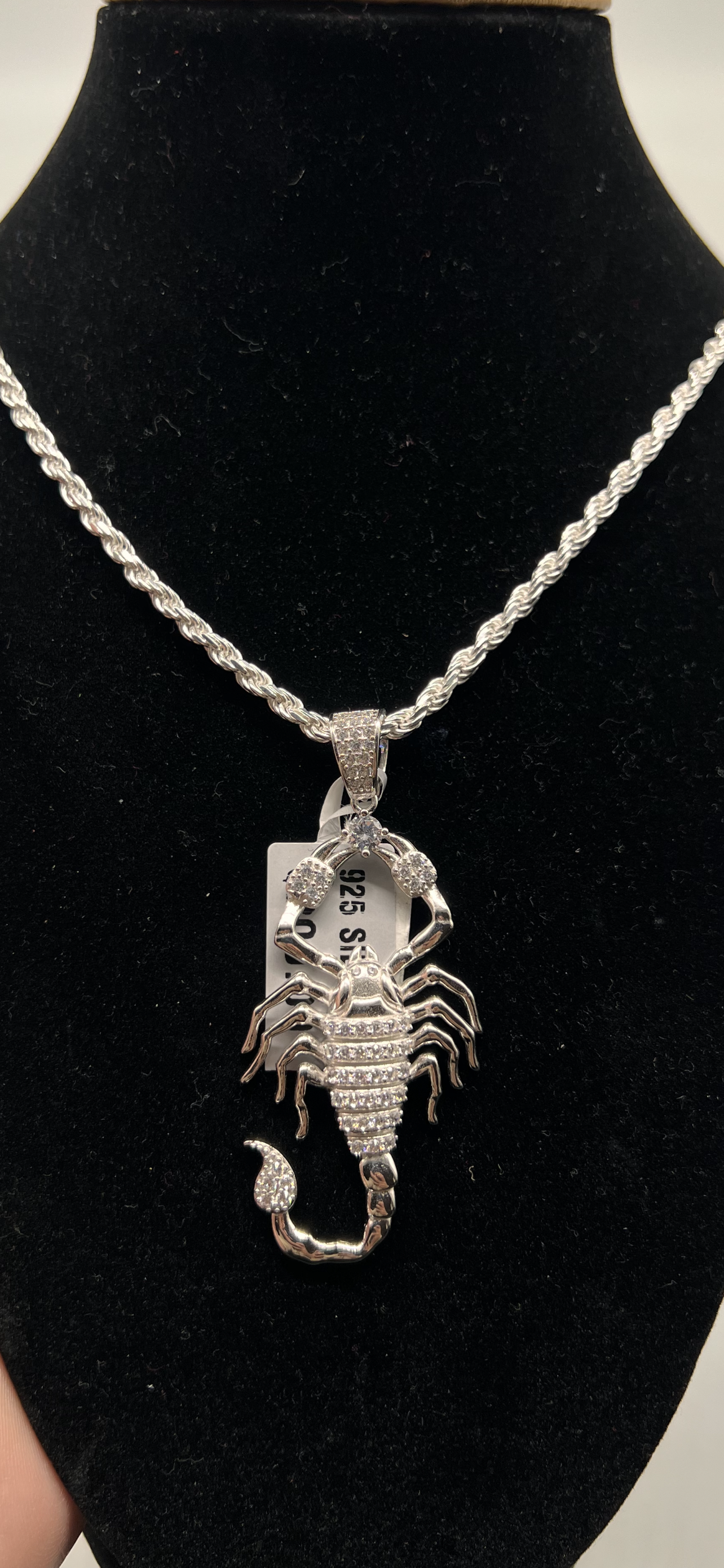 Scorpion chain real silver