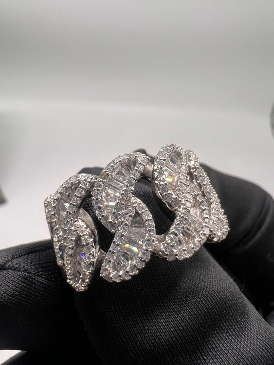 Baguette cuban ring .925 real silver