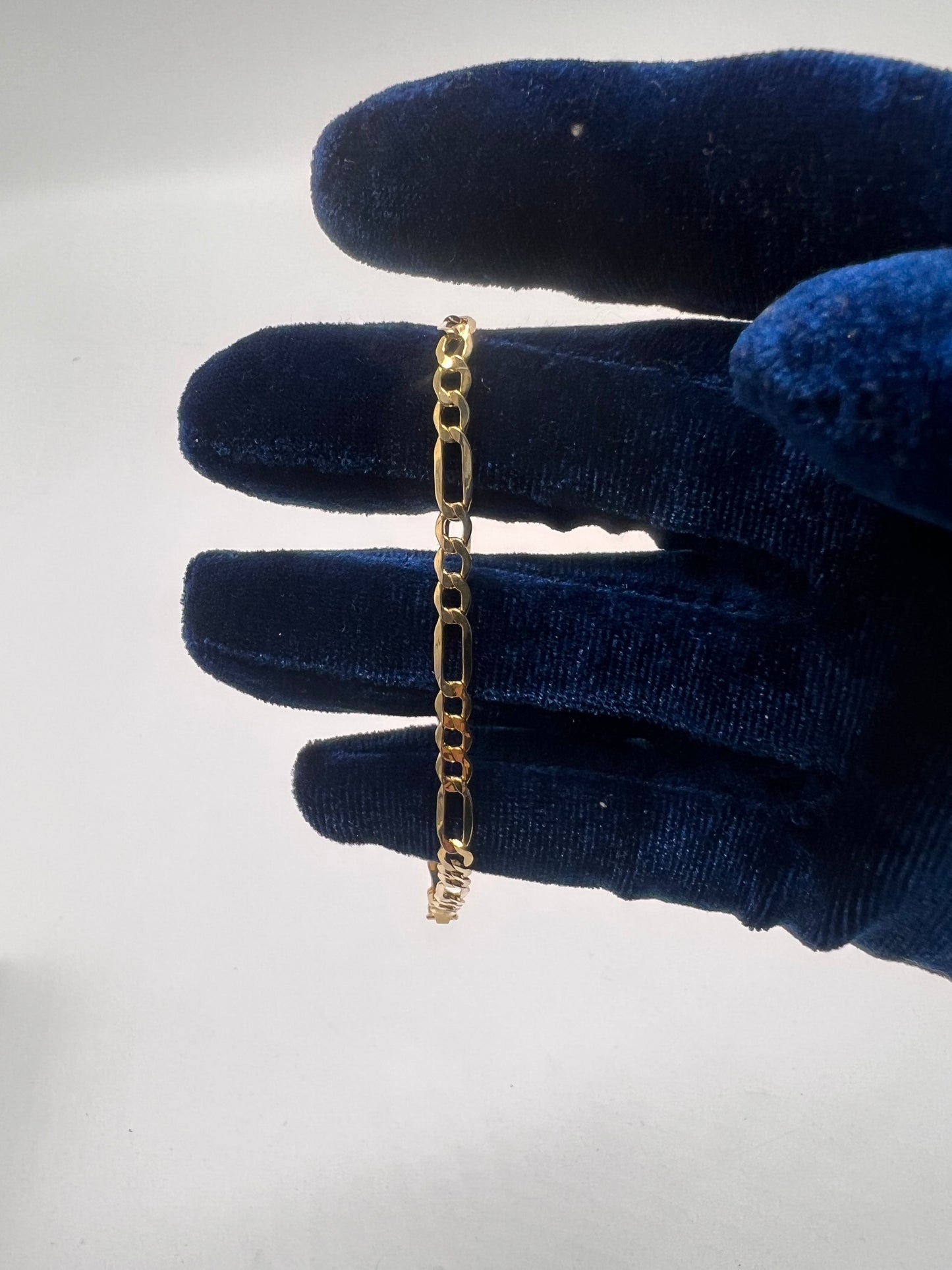 3.5mm 14k real gold light figaro bracelet