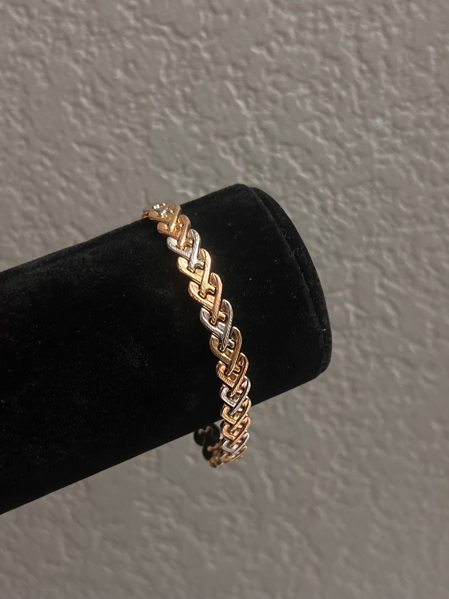 14k real gold tri color bracelet