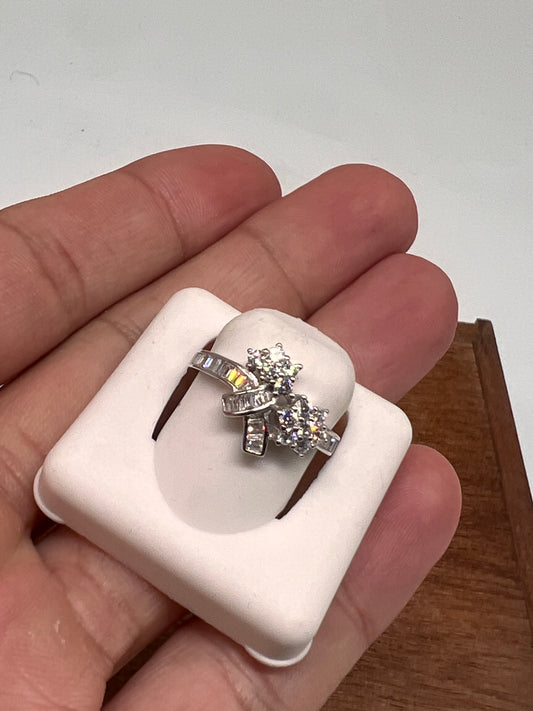 Real silver flower ring