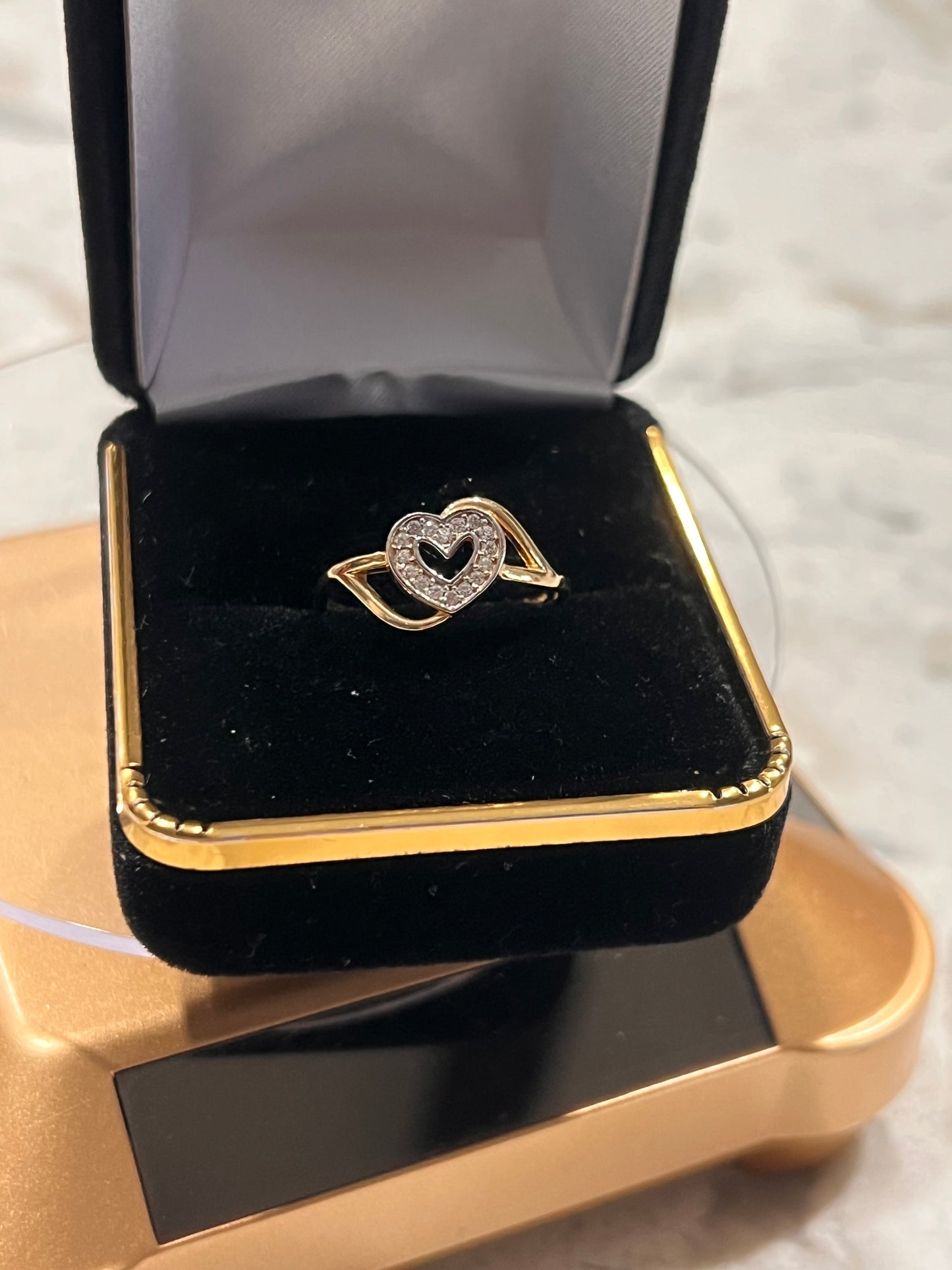 14k real gold heart ring