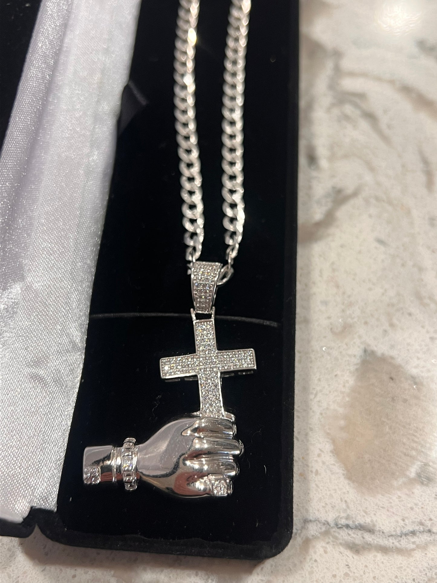 Real silver hand cross set