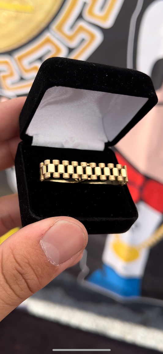 10k real gold 2 finger rolex ring