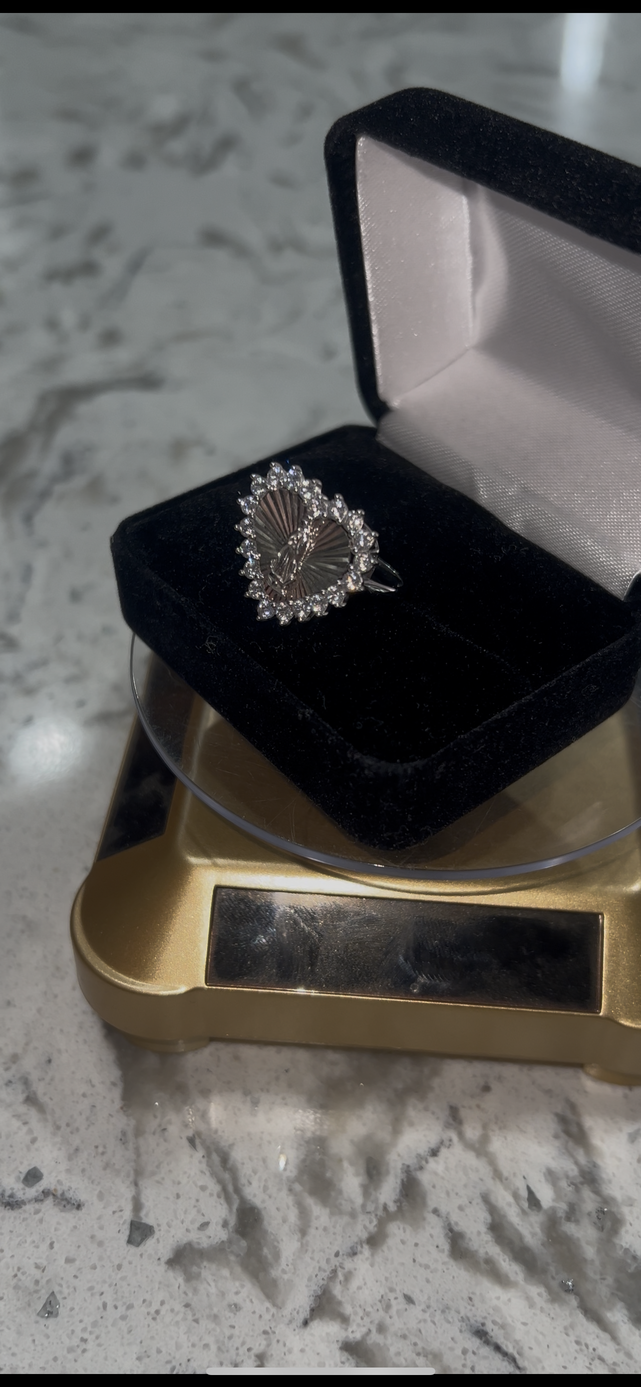 Real silver virgen Mary ring