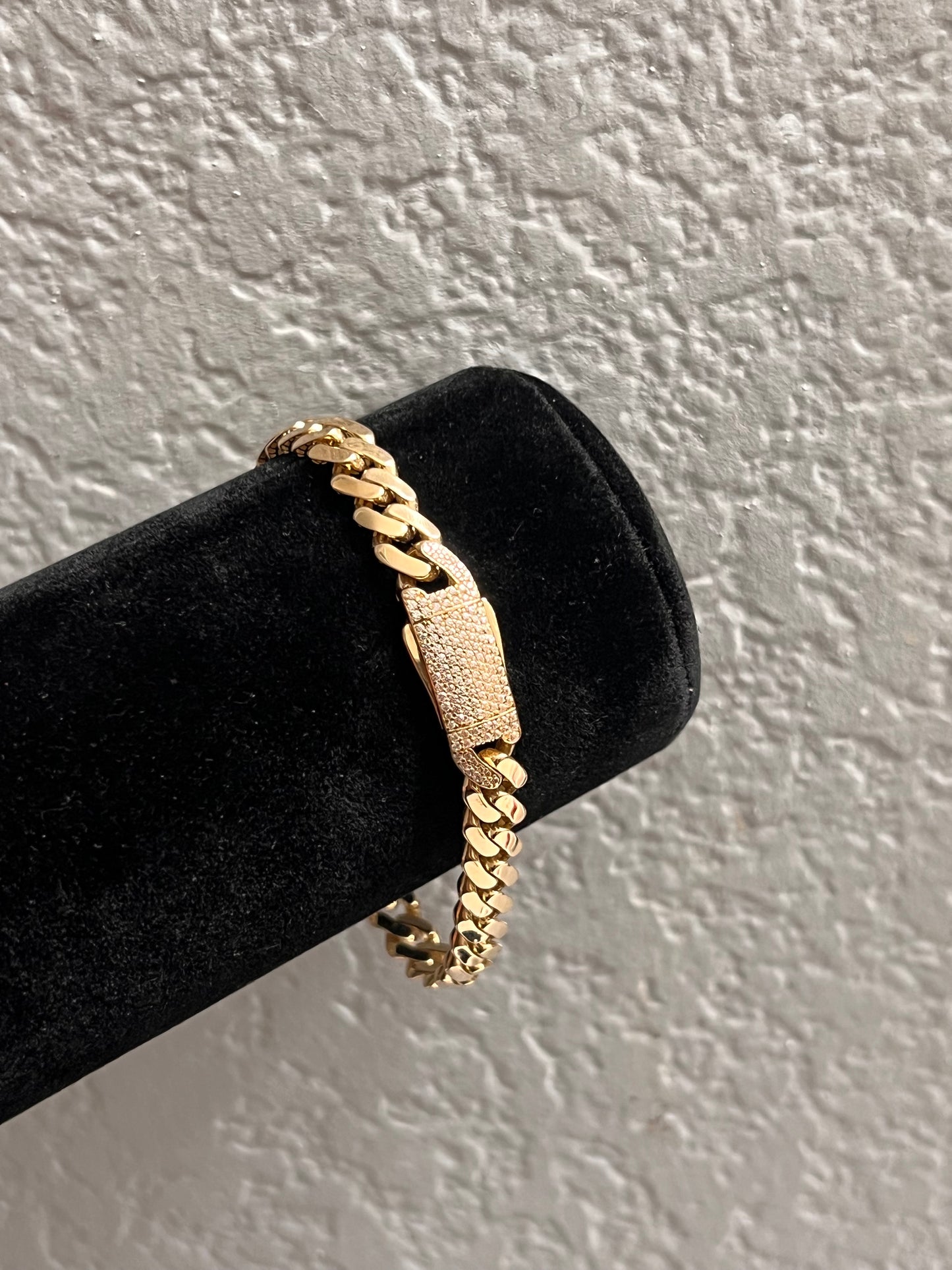 6mm 14k real gold Monaco Cuban bracelet