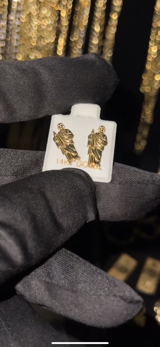 San Judas 14k real gold earrings