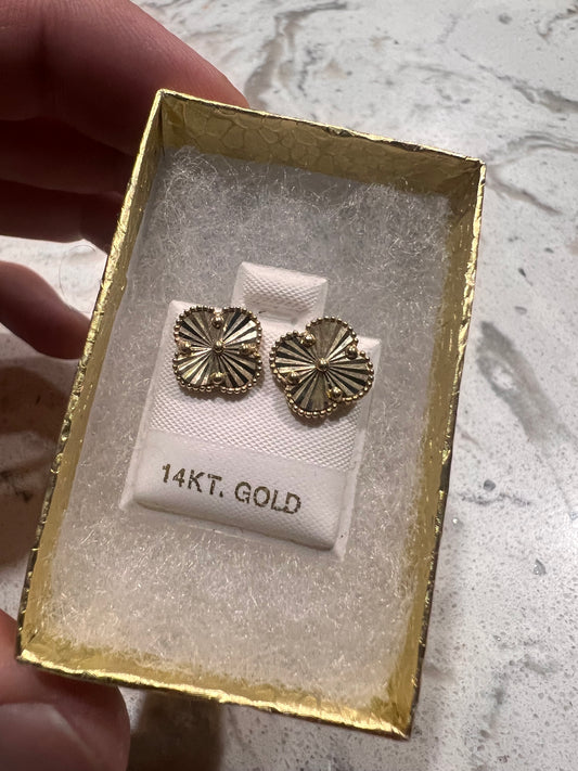 14k real gold van cleef all gold earrings