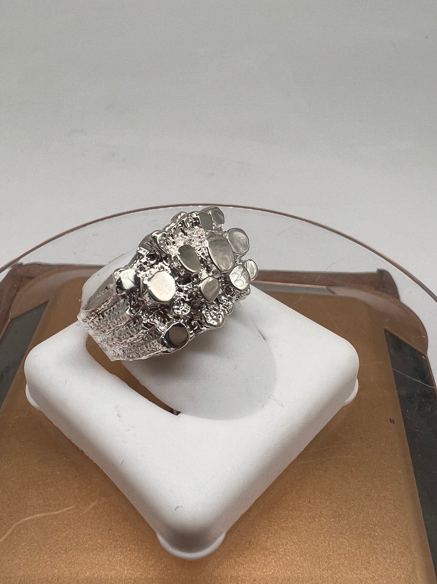 Real silver nugget ring