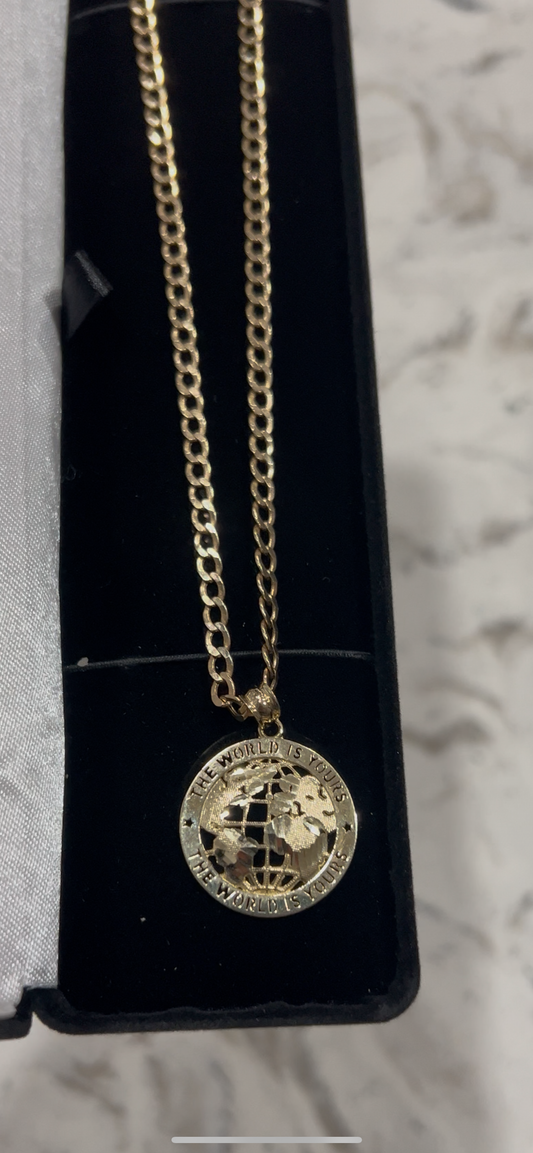 The world is yours chainset 10k real gold