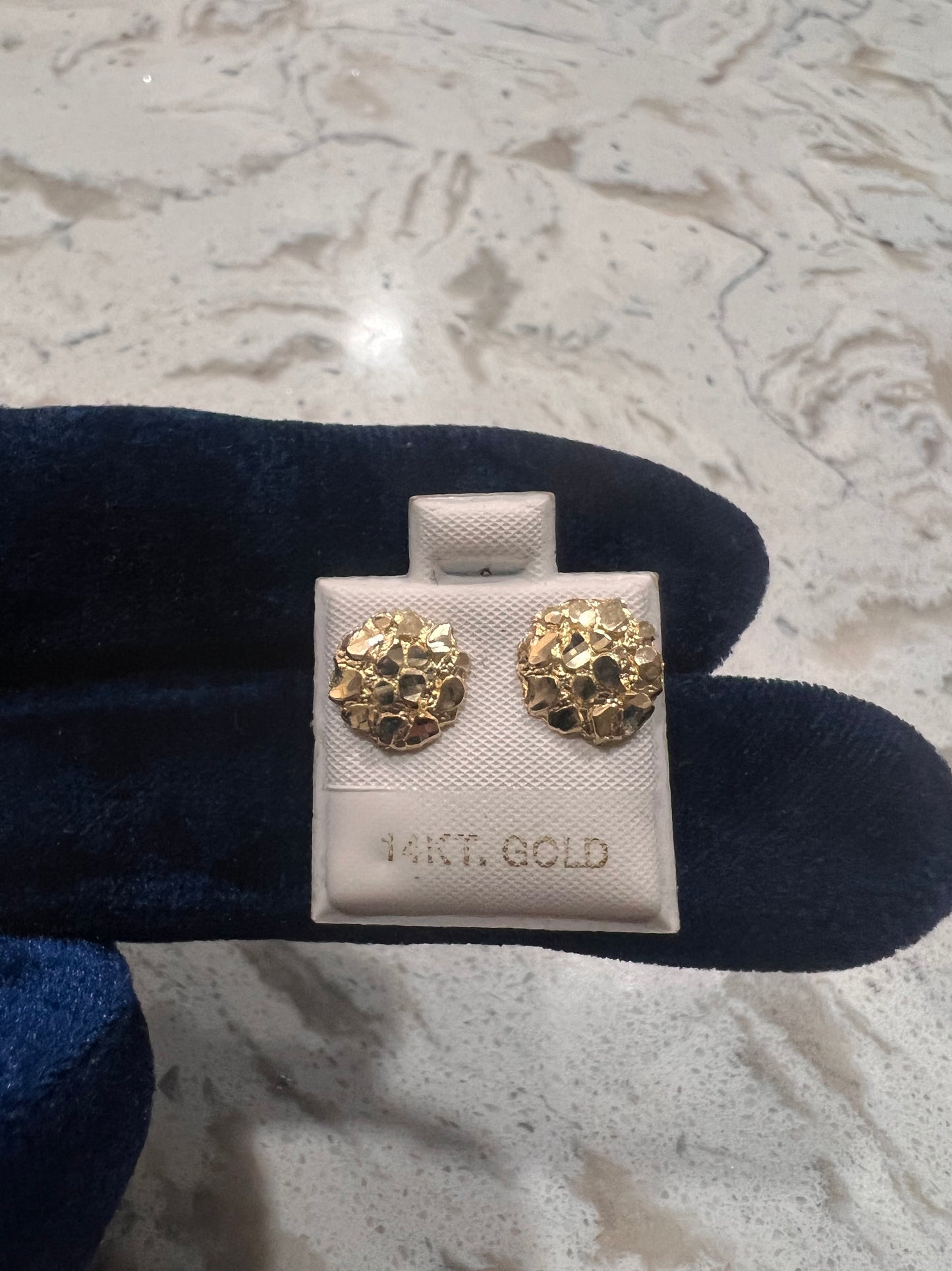 14k real gold medium nugget earrings