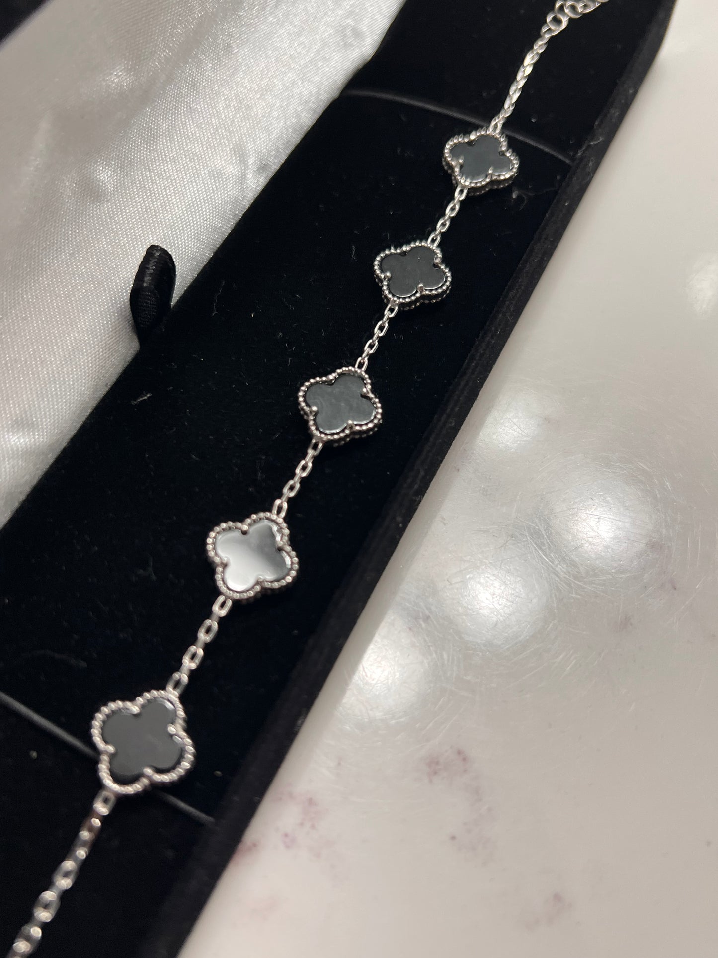 Clover bracelet black edition real silver