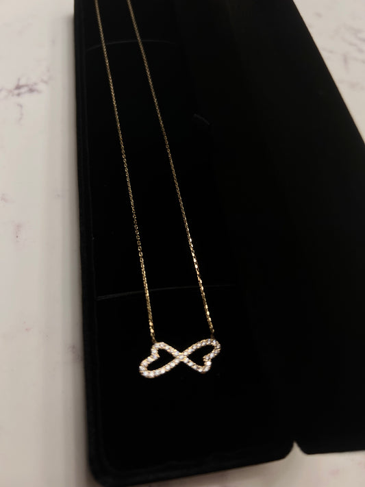 14k real gold infinity heart necklace