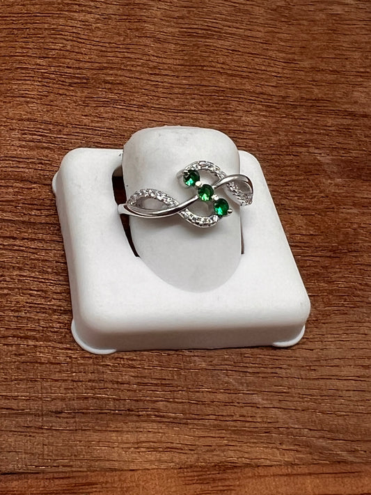 Real silver ring emerald