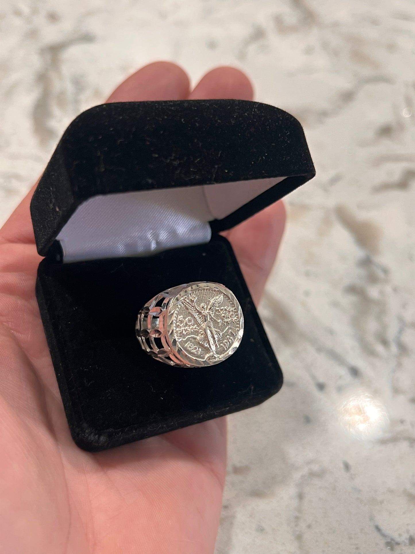 Real silver centenario ring