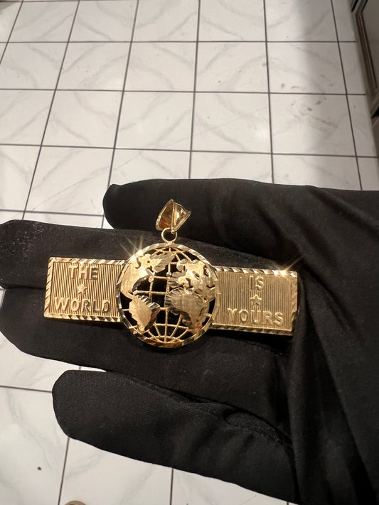 The world is yours pendant 10k real gold
