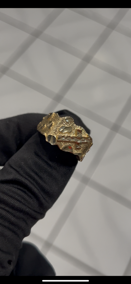 Cross nugget ring 14k real gold