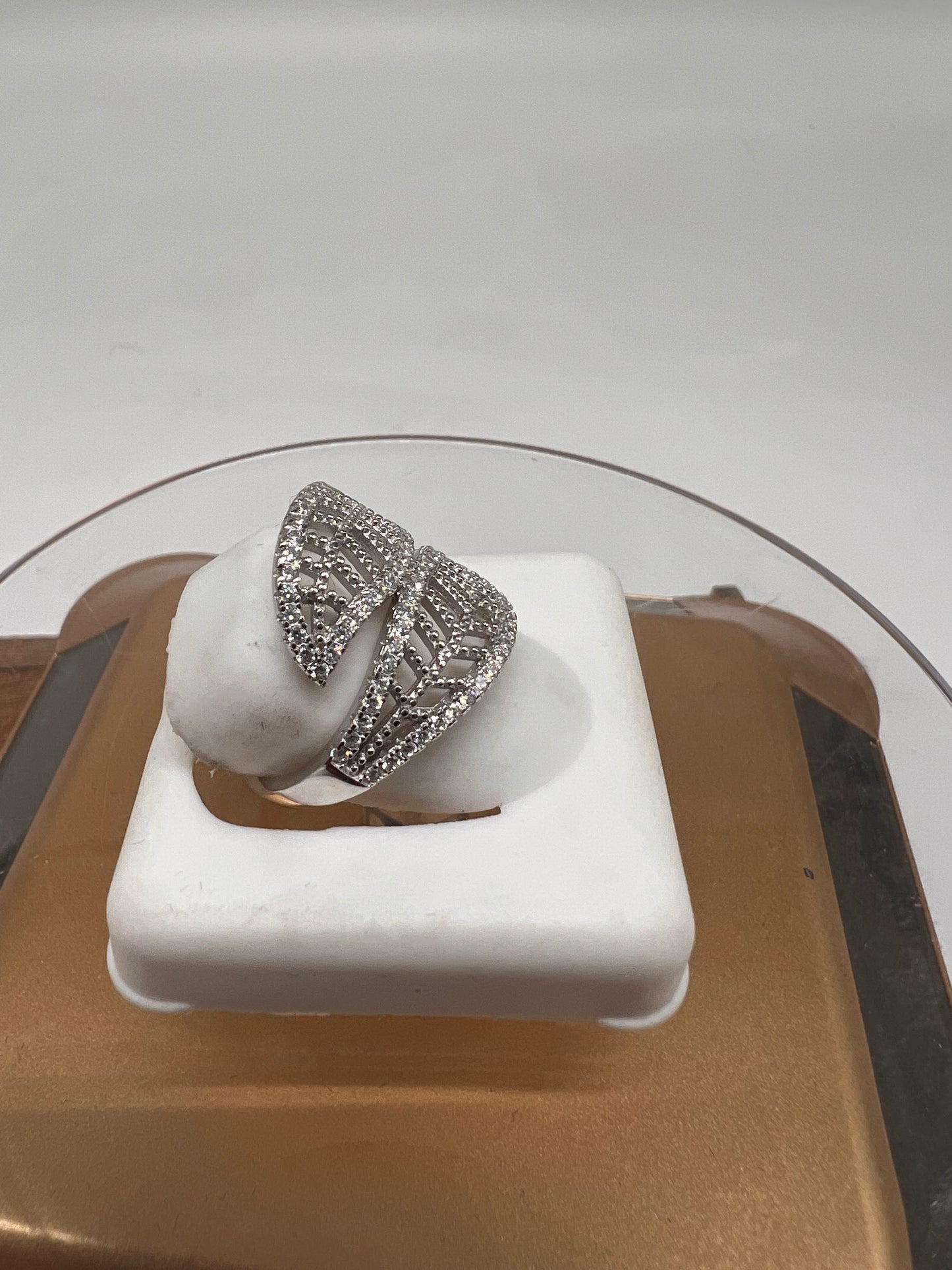 Real silver leaf ring