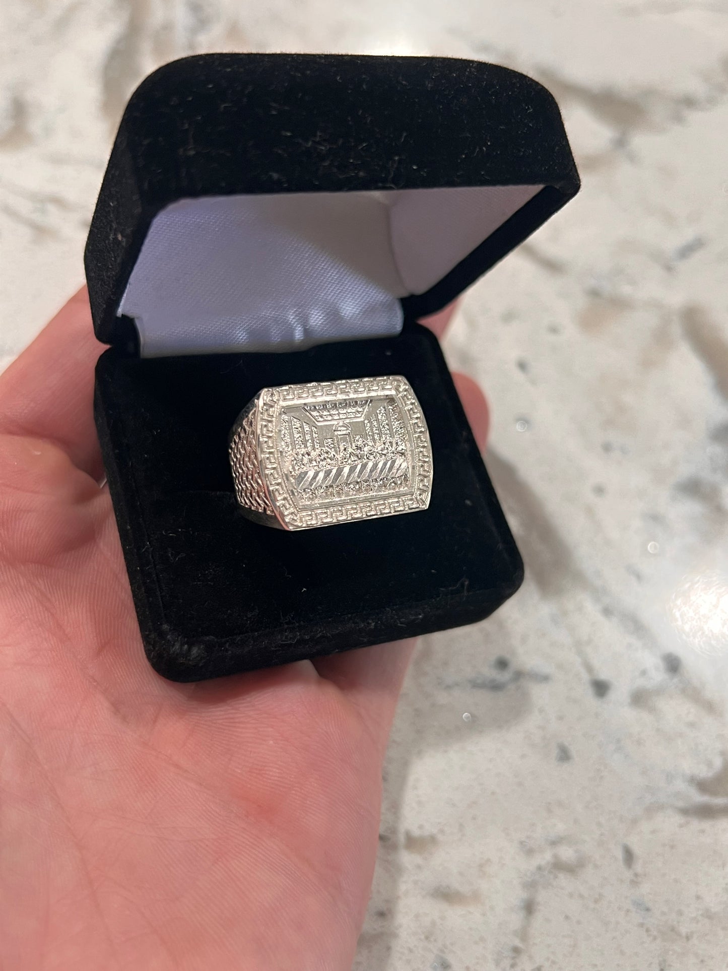 Last supper real silver ring