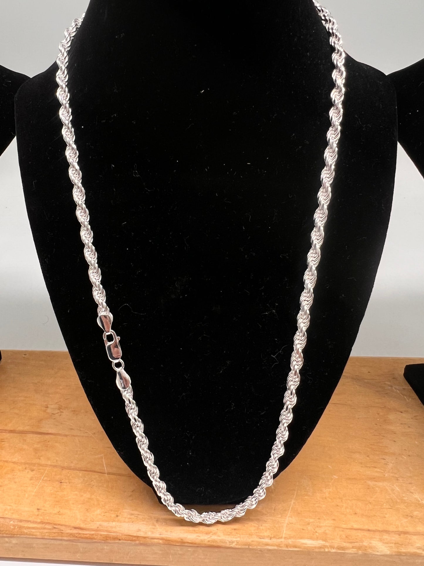 6mm rope chain 24inch real silver