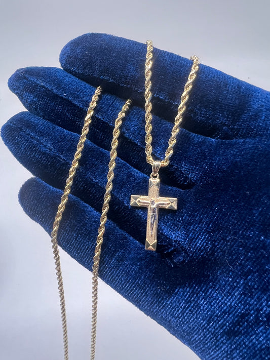 14k real gold small cross set
