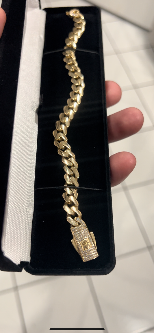 9mm 14k real gold cuban bracelet