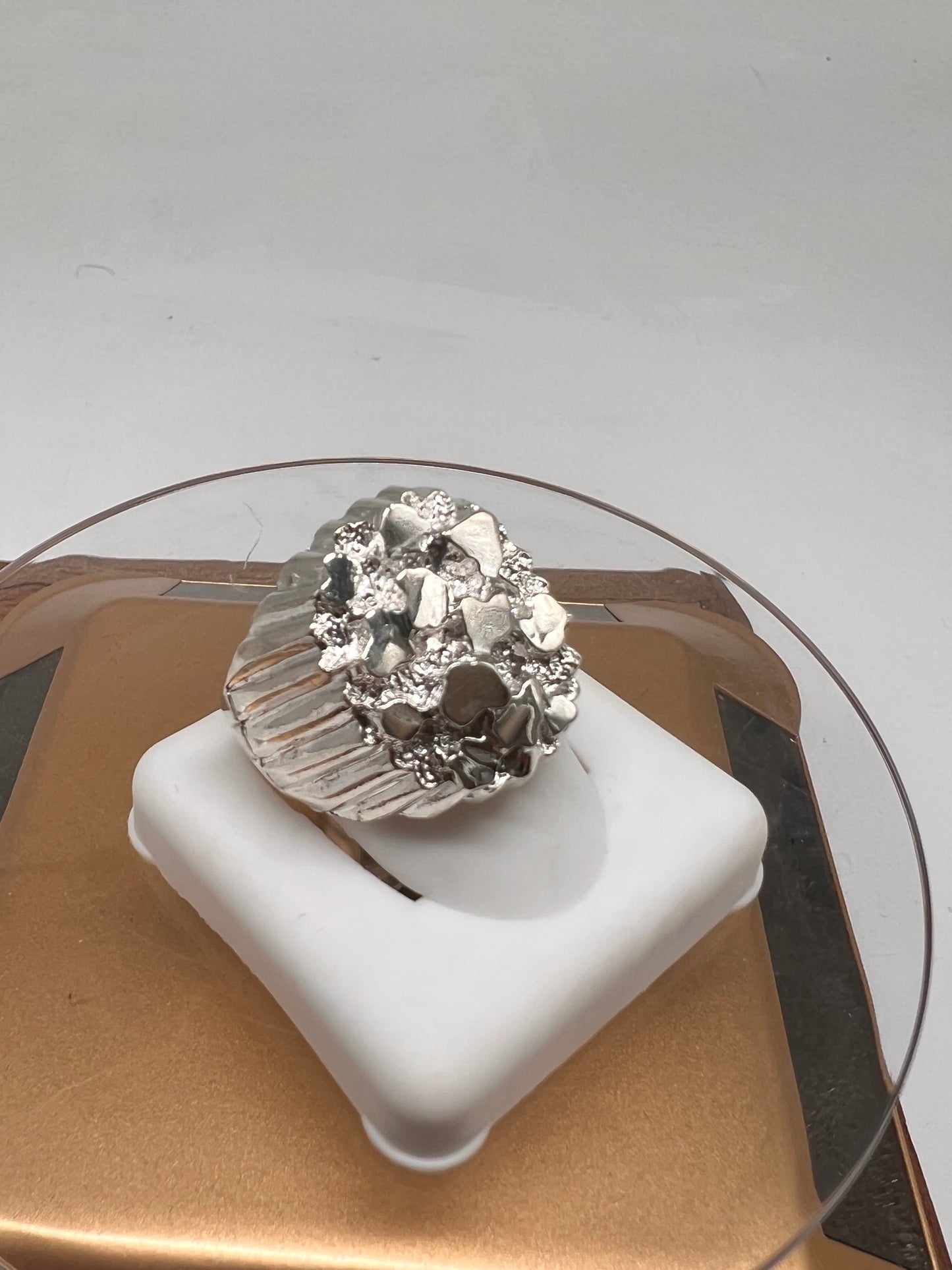 Real silver nugget ring